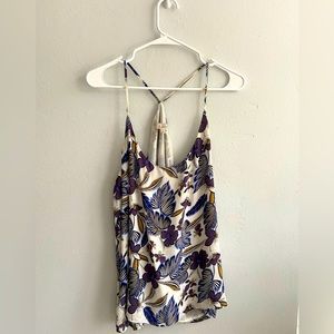 Ann Taylor LOFT Tank Top Blouse Size XL Floral Sleeveless Summer